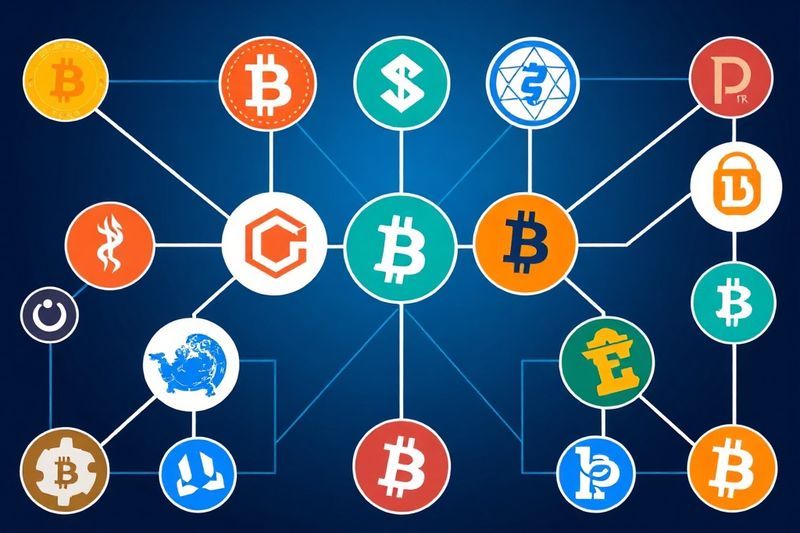 显示互连加密徽标图标的信息图表风格图像