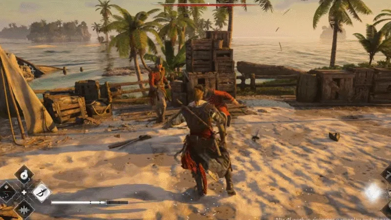 《刺客信条：黑旗》重新同步的游戏 GIF 显示海盗战斗