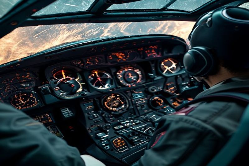 A cockpit POV generation testing the physics of sparking electronics and pilot movement