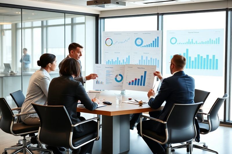 يقوم أعضاء مجلس الإدارة بتحليل نتائج مسح مشاركة الموظفين