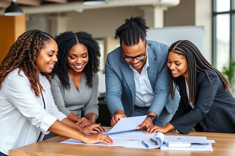 فريق متنوع يتعاون في مبادرات الفرص العادلة