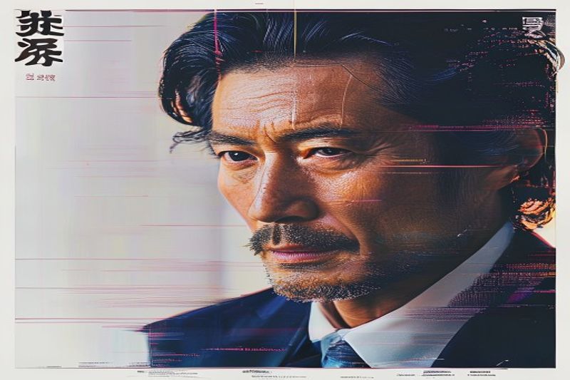 代表 Esquire AI 采访的杂志封面上出现故障的日本演员数码肖像