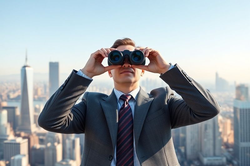 يقوم قائد الأعمال بالتصغير لرؤية استراتيجية مكان العمل الكبيرة