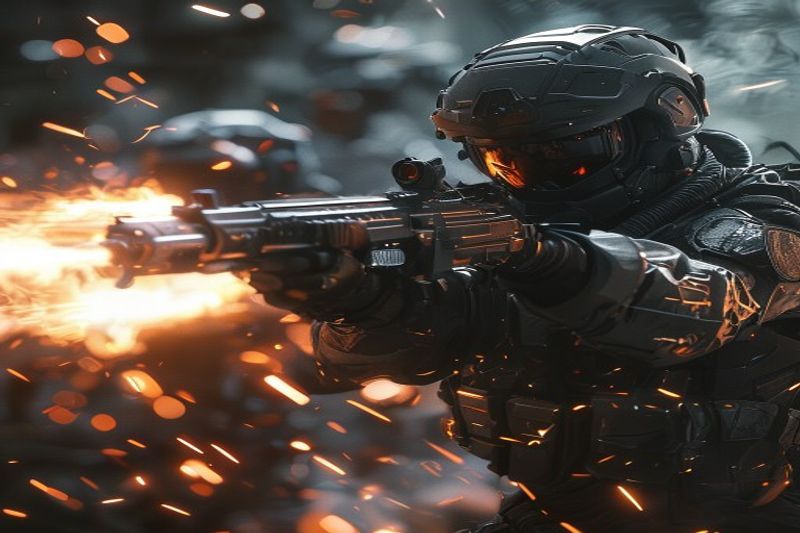 A tactical combat generation testing energy weapons and action coordination