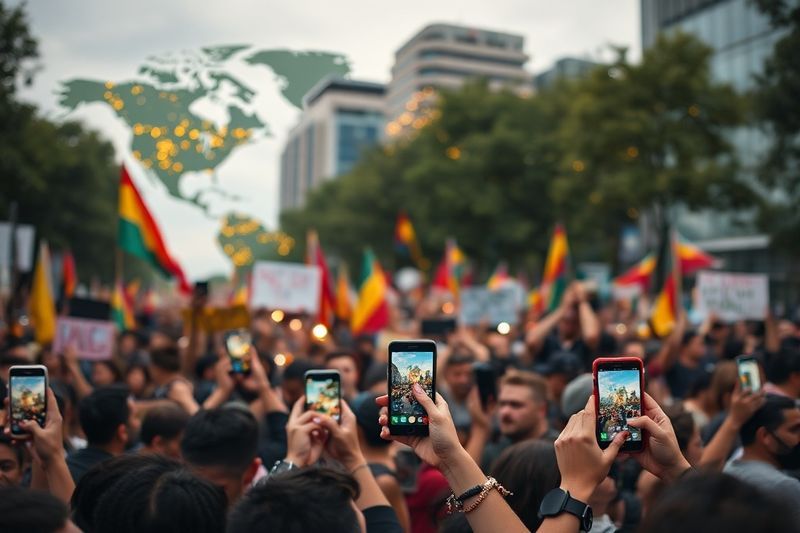 Протестующие используют мобильные телефоны для общения в автономном режиме