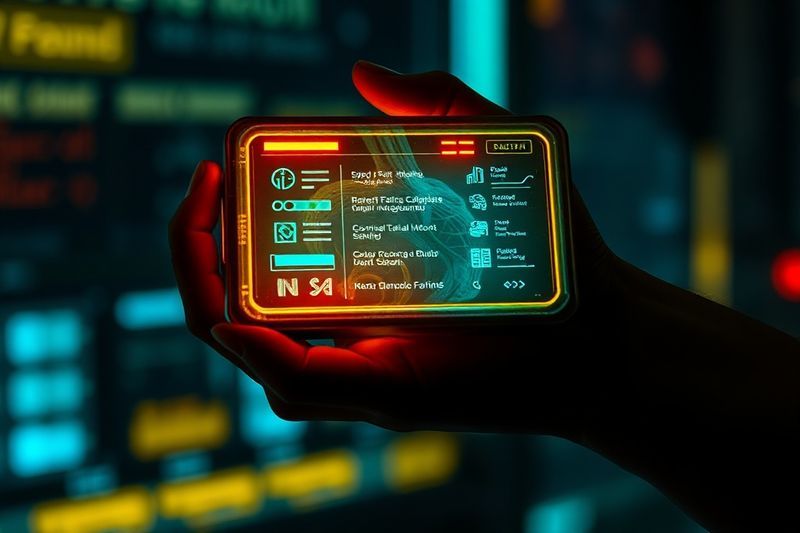 光るポータルに手を伸ばすゲームモディファイア用の未来的なメニューインターフェイス