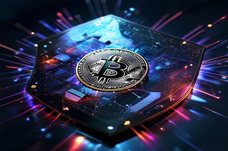 A hardware wallet being protected by a digital shield against quantum rays