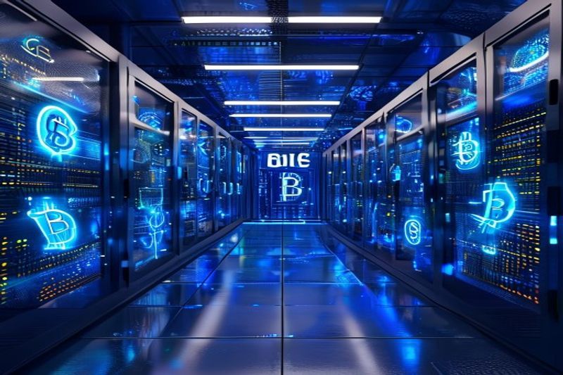 A hyper-realistic view of a 2026 AI data center representing the MARA Strategic AI Evolution pivot
