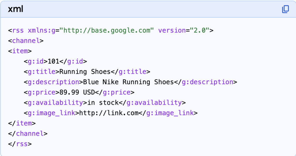 Feed de productos XML optimizado para visibilidad del chatbot de IA de comercio electrónico