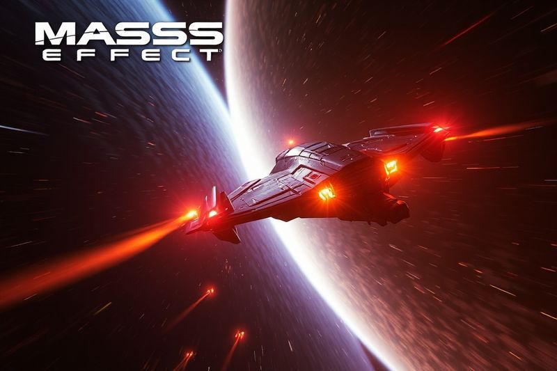 诺曼底 SR2 星际飞船在超高清灯光下穿越星云