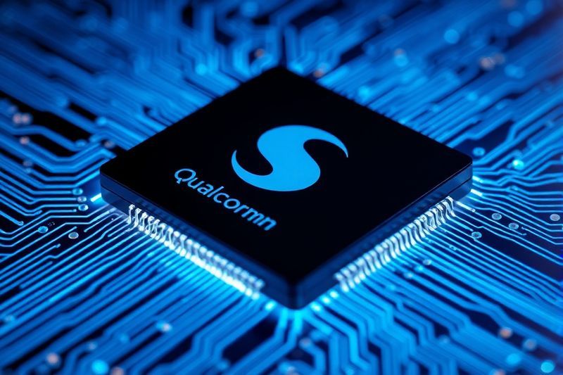 具有发光蓝色电路的高通 Snapdragon 8 Elite 芯片组的宏观视图