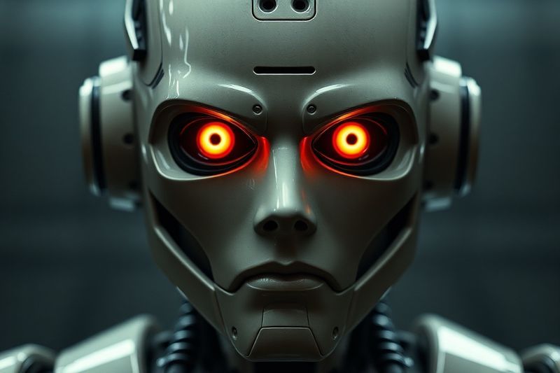 Robot humanoide con una expresión neutra en blanco mirando directamente a la cámara