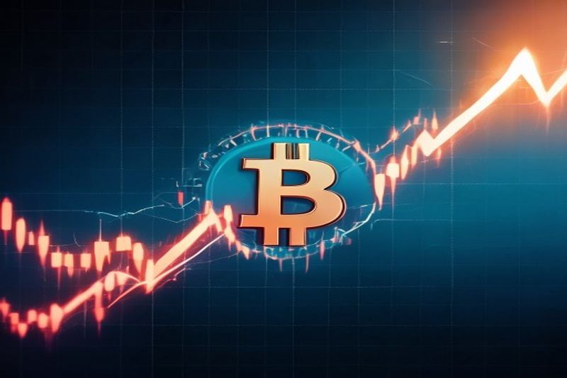 ビットコインのボラティリティと AI インフラストラクチャの成長を示す市場グラフ