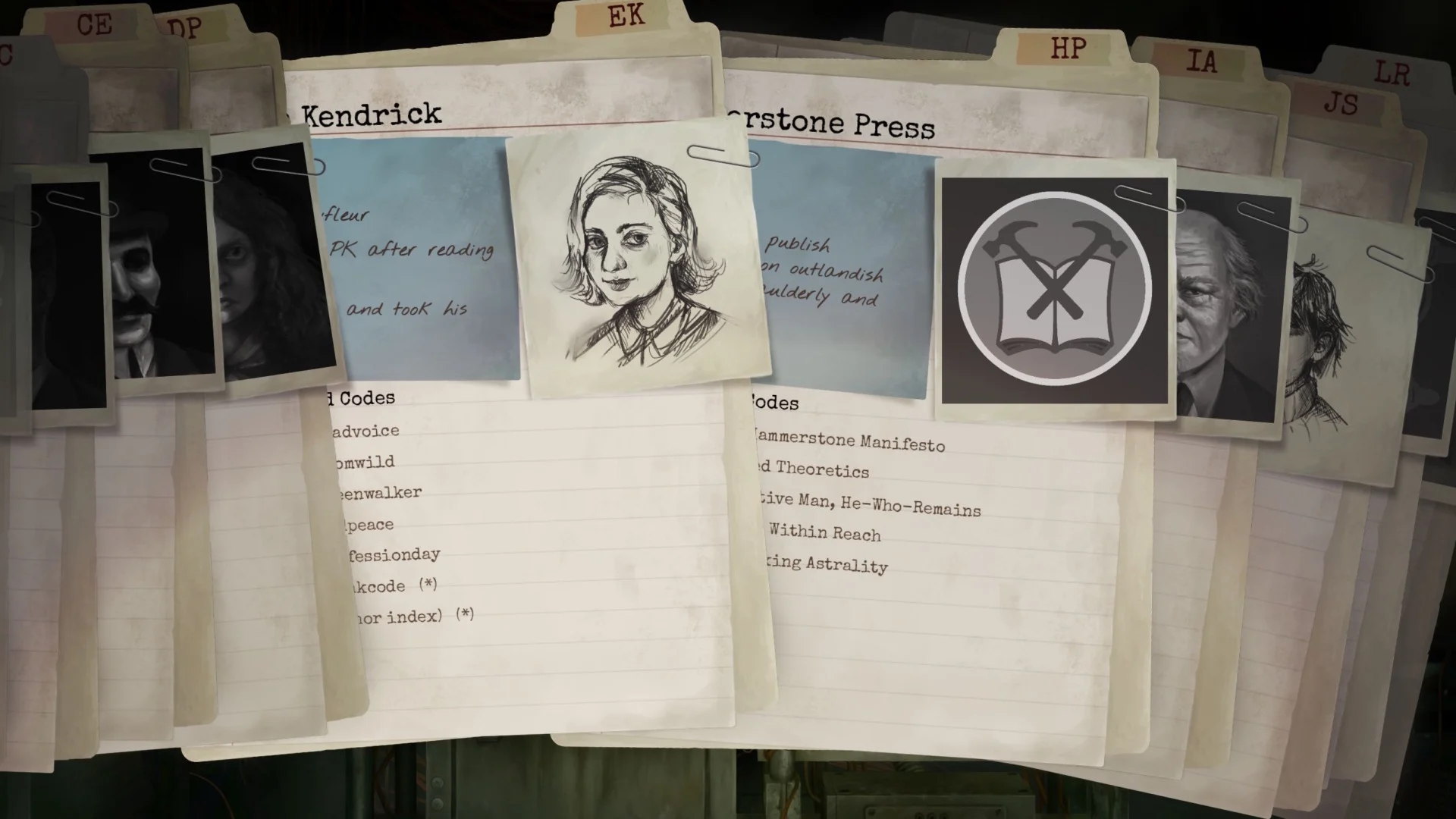 A dense archive of documents and early 20th century papers inside the TR-49 machine