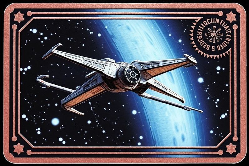 2026 年卡片防伪全息邮票上 X 翼图案的显微视图