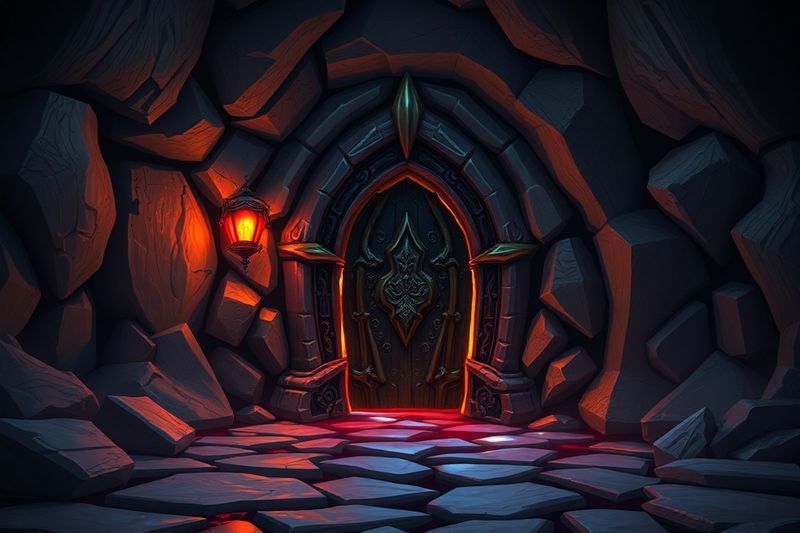 魔兽世界中上锁的房子的视觉呈现，具有数字失真效果