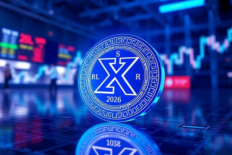 2026年の未来の金融取引場で輝くXRPデジタルコイン