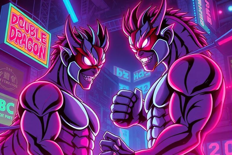 Homenaje a Yoshihisa Kishimoto con arte arcade retro de neón de los personajes de Double Dragon
