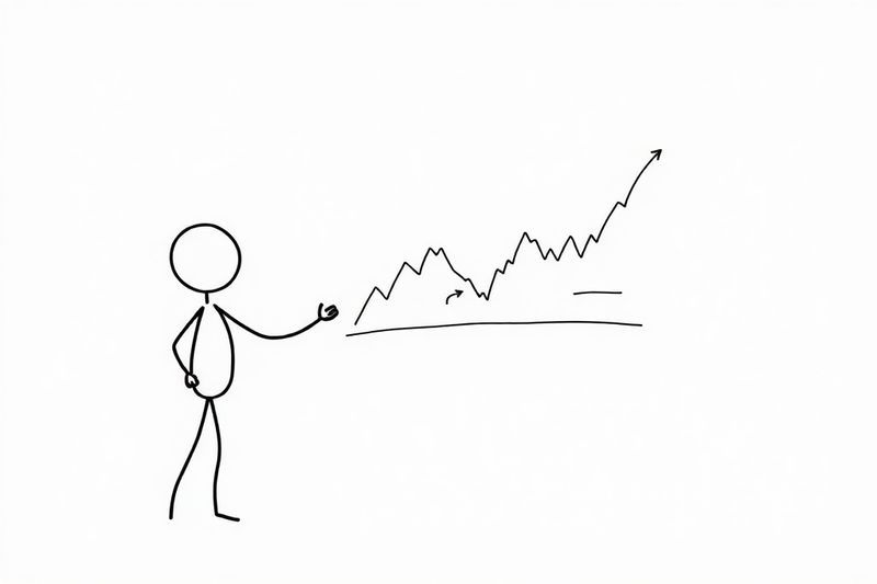 Stickman minimalista que explica gráficos financieros complejos para una audiencia de YouTube