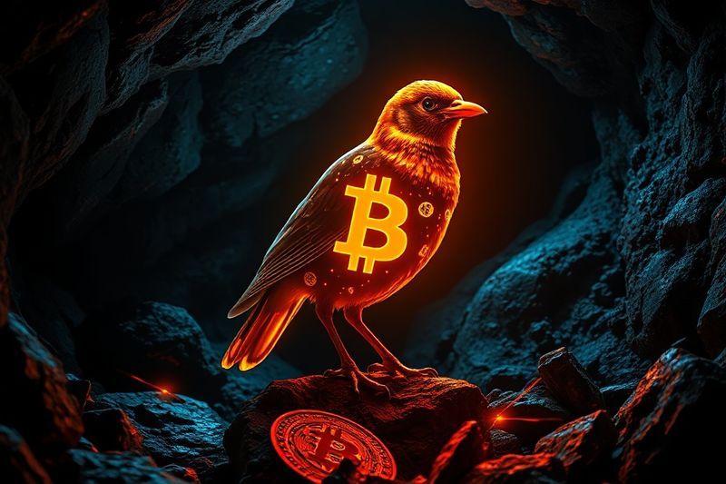 Canario digital en una mina de carbón que ilustra el análisis del mercado de bitcoins