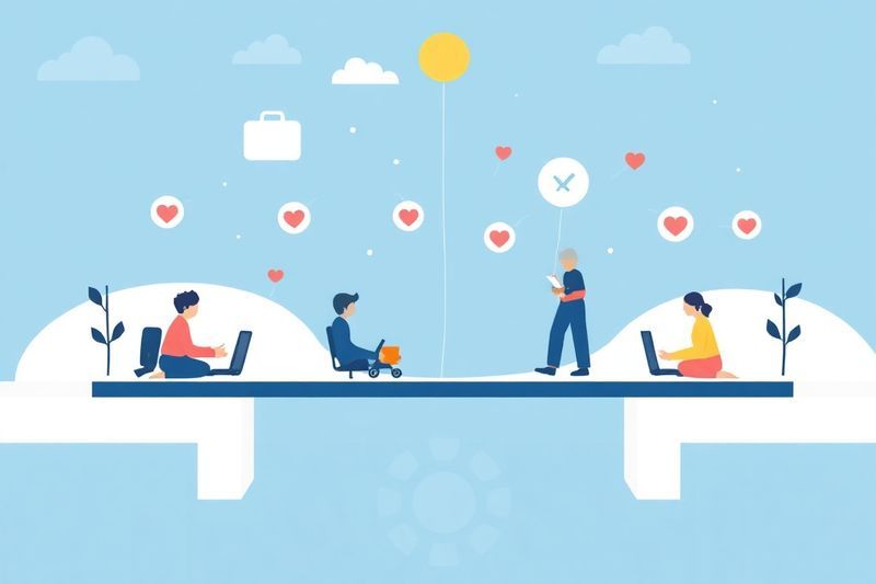 デジタル コミュニティと従業員の孤独との戦いへの配慮を表す象徴的な橋