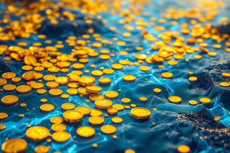 自動化された DeFi イールド ファーミングを表すデジタル金貨の流通
