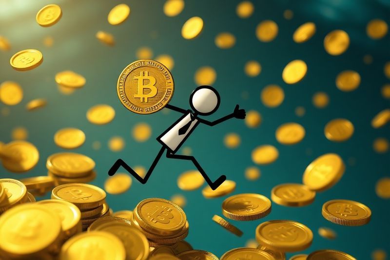 Personaje Stickman en un mar de monedas de oro que simboliza las altas RPM del nicho financiero.