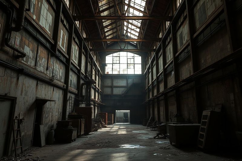 Bloodmoored 游戏中的深色生锈工业工厂室内设计