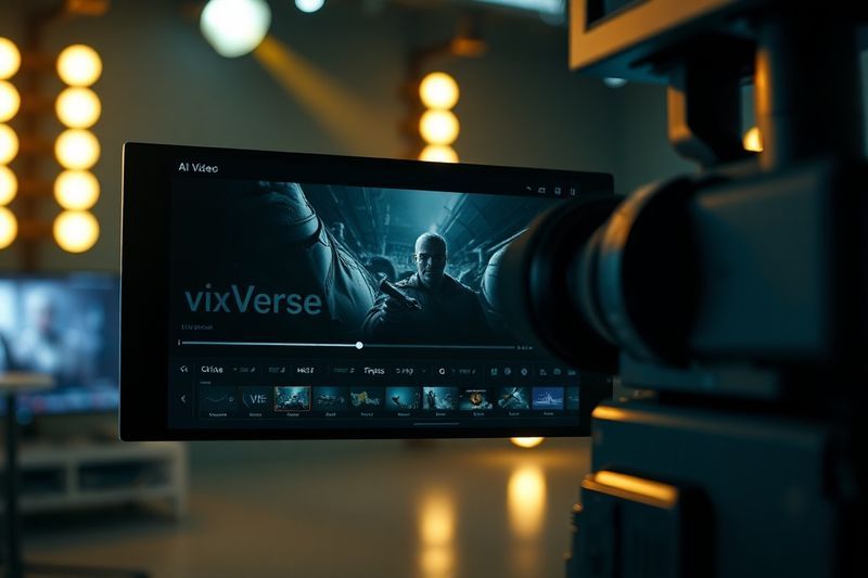 Professional editor screen displaying the PixVerse V6 model selector with cinematic video generation in progress