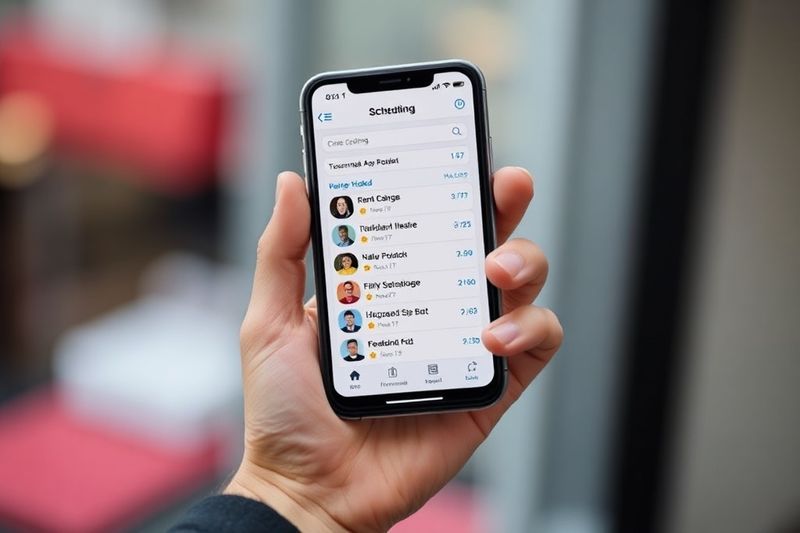 Interfaz de aplicación móvil que muestra la programación de turnos impulsada por IA para trabajadores de la hostelería