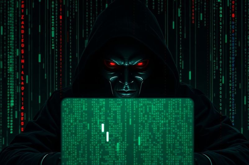 Visualización de guerra cibernética que representa al grupo de hackers Lazarus, patrocinado por el estado, y las amenazas digitales.