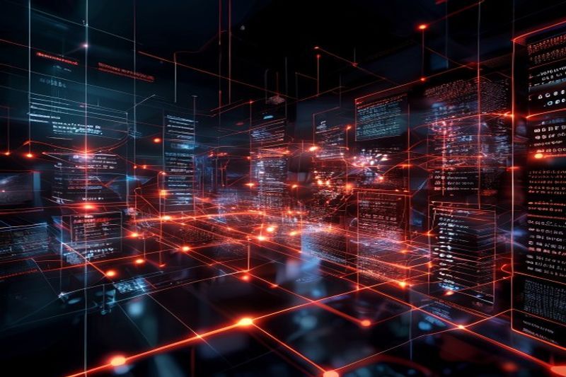 Organized digital silos with glowing lines representing structural topical authority