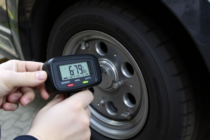 格納式タイヤスタッドの抵抗をテストするフォースゲージ