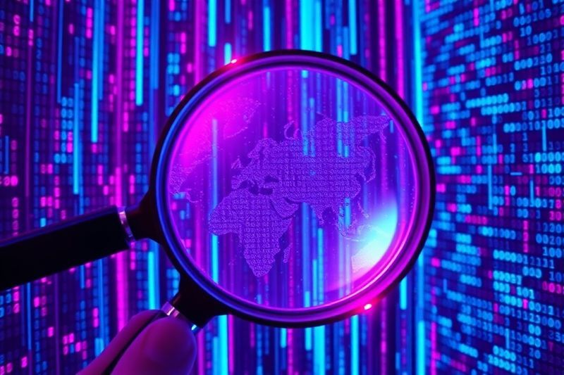 数字放大镜扫描代表垂直搜索套利的大量数据块