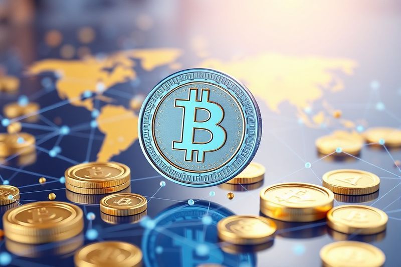 Visualización digital de la moneda estable que representa la futura utilidad de transacción de Schwab