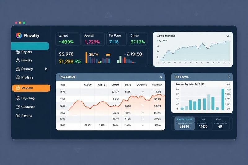 Panel de informes financieros unificado que muestra datos de impuestos sobre acciones y criptomonedas