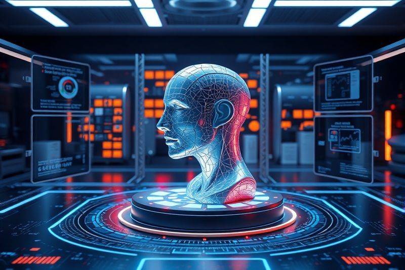 Advanced AI interface demonstrating the transformation from a 2D image to a 3D model in a professional studio