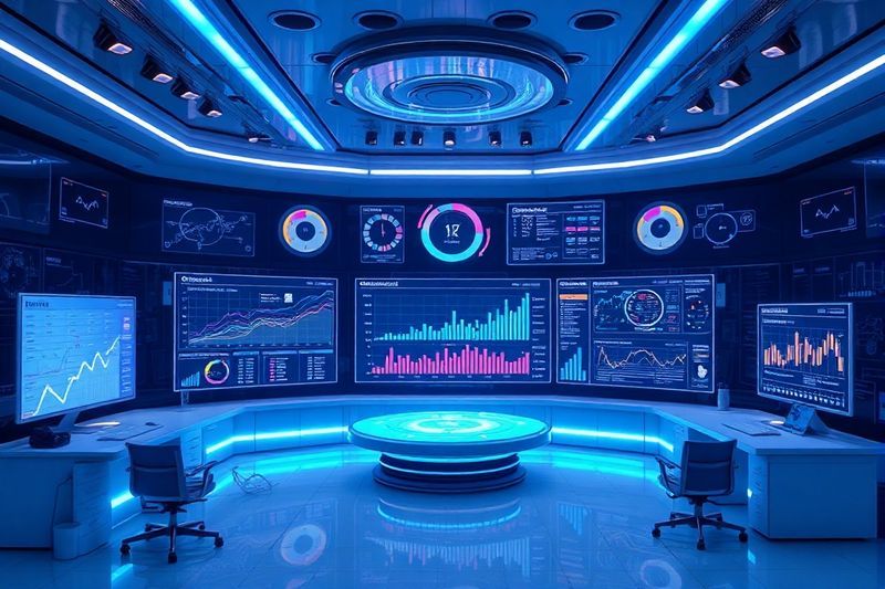 High-tech digital marketing studio visualizing the AI Titan software environment and student success metrics in 2026