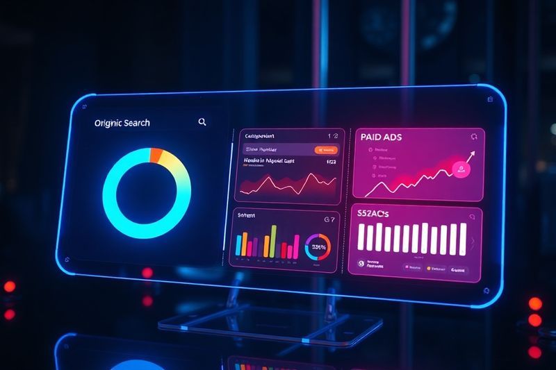 Dashboard showing the convergence of paid advertising data and organic search metrics