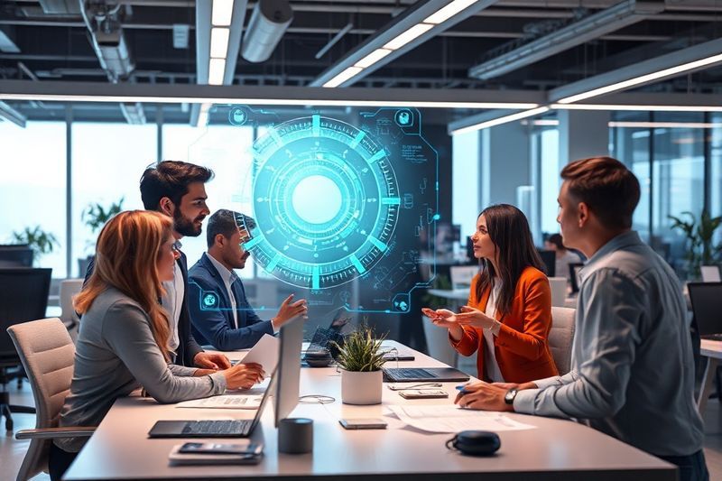 未来的な AI インターフェイスで従業員が協力する信頼性の高い職場環境
