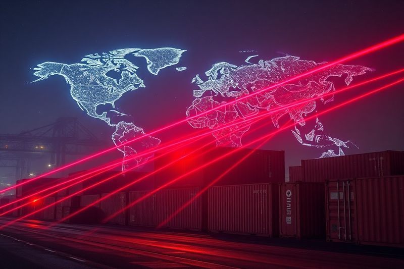 数字人工智能传感器正在审核供应链物流