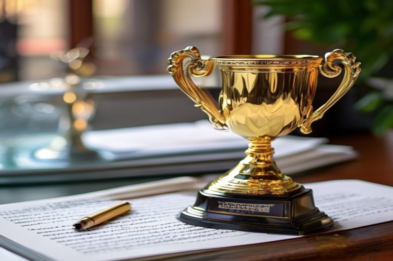 金奖奖杯代表闯入自由写作的第一个途径