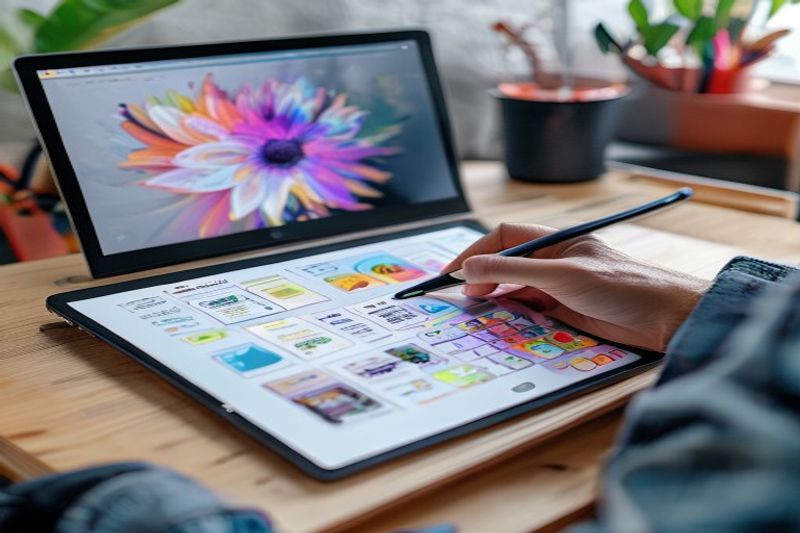 A designer creating digital products for Etsy as a low risk business model