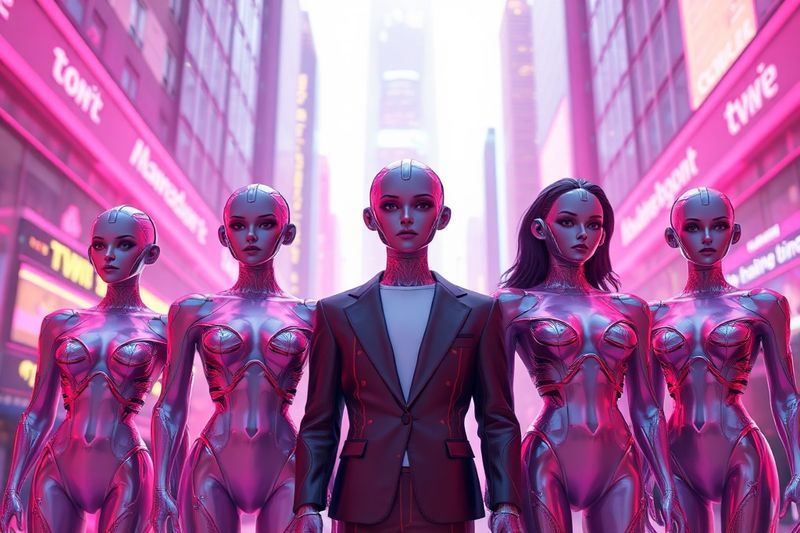 インフルエンサー ネットワークを表す多様な AI デジタル ヒューマン アバターのグループ