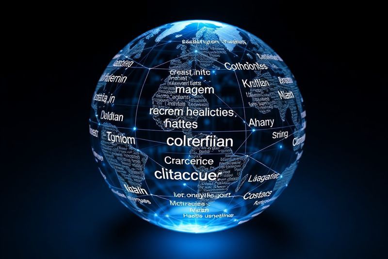 代表全球语言翻译的全息地球仪合并为明文