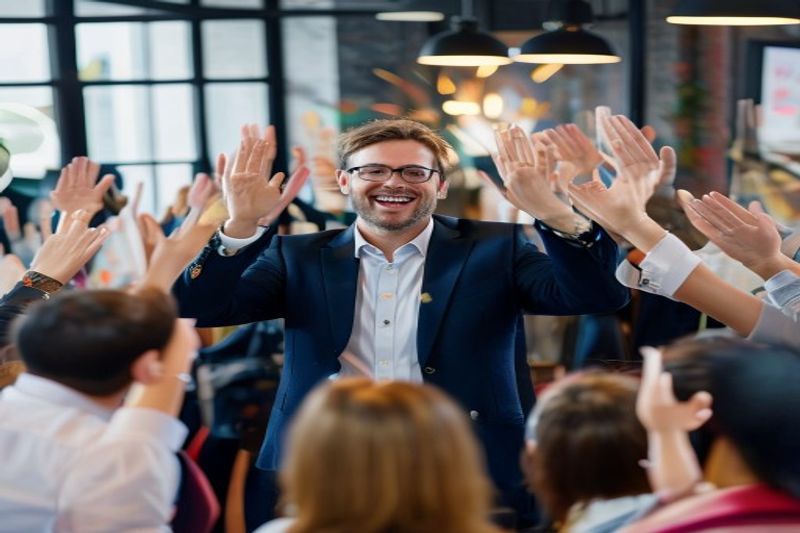 Лидер публично отмечает достижения сотрудников особым признанием на мероприятии на рабочем месте