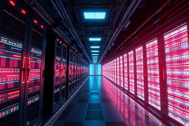 Massive futuristic data center infrastructure representing advanced computing capacity