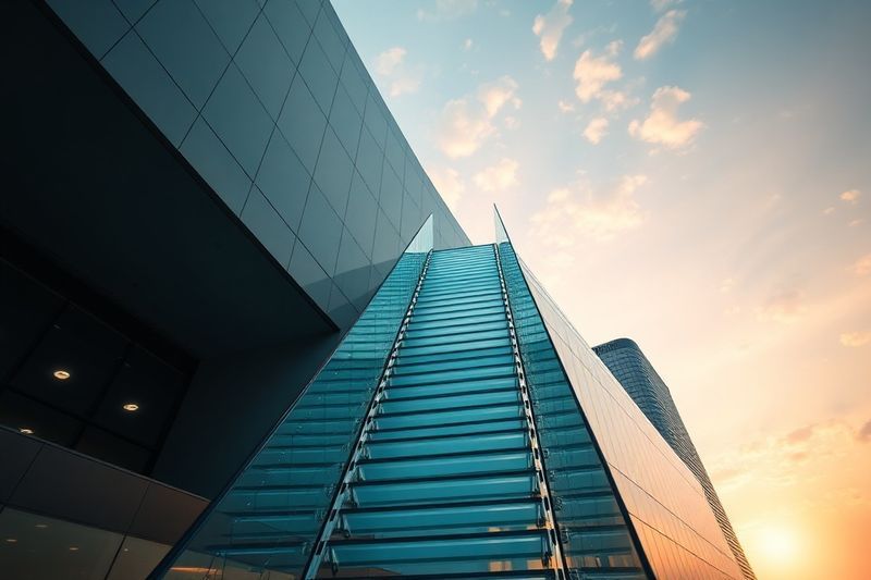 2026 年の職場におけるオープンで公平な昇進経路を表す透明な階段