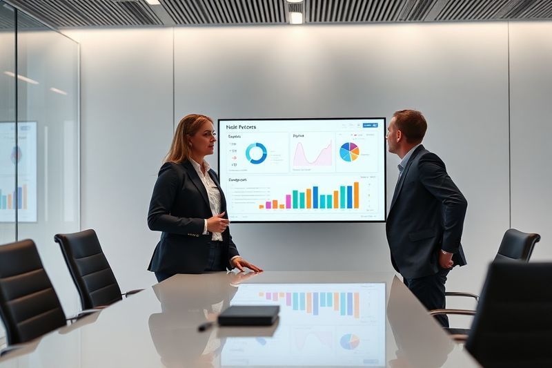 CFO and HR Director collaborating on a digital growth dashboard in 2026