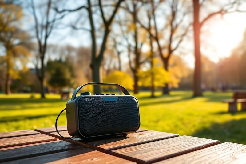 Sonos Play 便携式扬声器在阳光明媚的户外公园环境中用于生活方式音频 2026